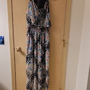 Enfocus Studio Blue Gray Halter Maxi Sundress